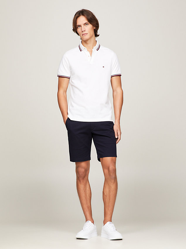white organic cotton slim fit polo for men tommy hilfiger