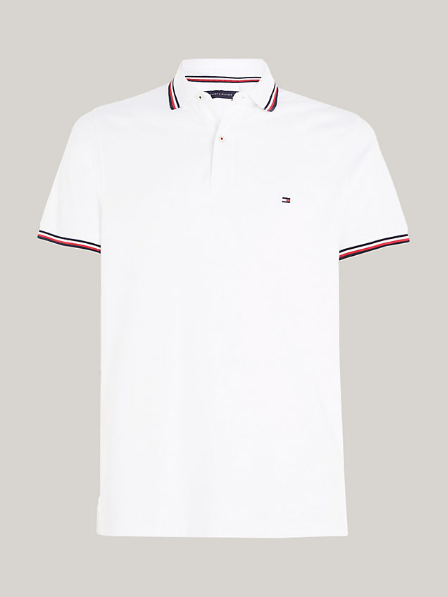 white organic cotton slim fit polo for men tommy hilfiger