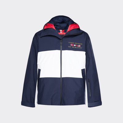 tommy hilfiger men's color block hooded ski coat