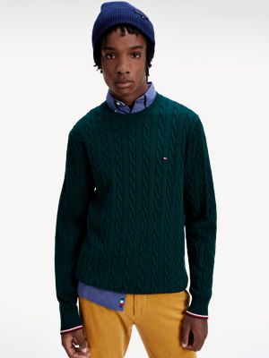 green cable knit jumper
