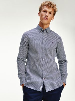 Th Flex Micro Geometric Print Shirt Blue Tommy Hilfiger