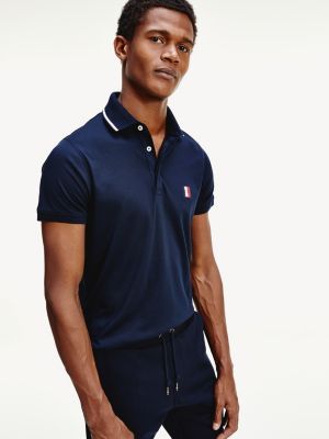 Slim fit jersey polo met monogram BLAUW Tommy Hilfiger