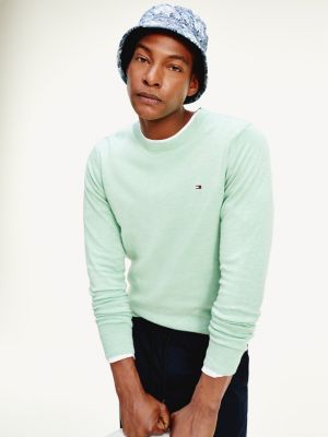 Pima Cotton Crew Neck Jumper | GREEN | Tommy Hilfiger