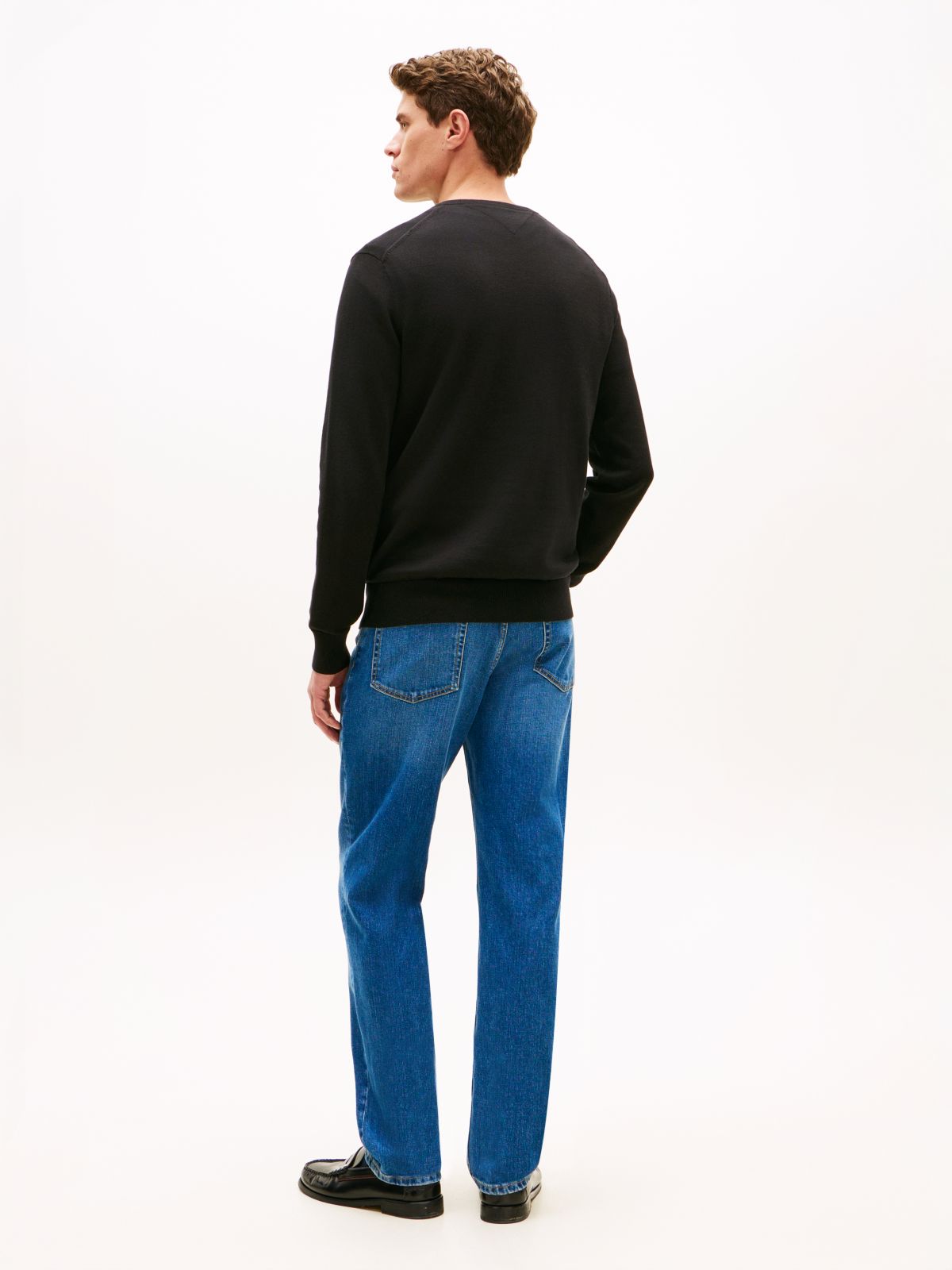 Flag Embroidery V-Neck Jumper — Black