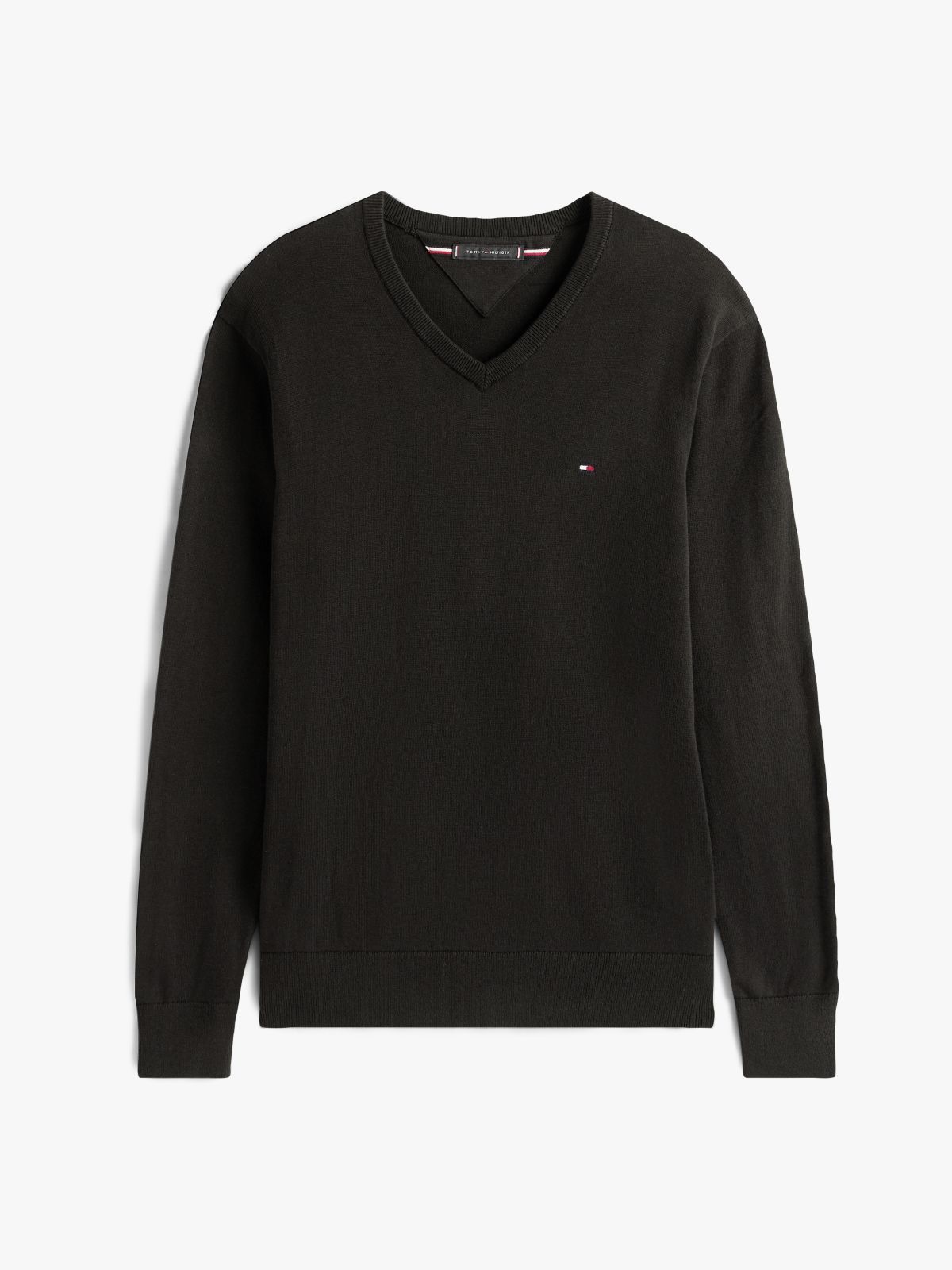 Flag Embroidery V-Neck Jumper — Black