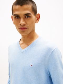 Flag Embroidery V-Neck Jumper — Blue 2