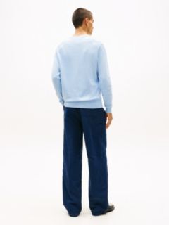 Flag Embroidery V-Neck Jumper — Blue 4