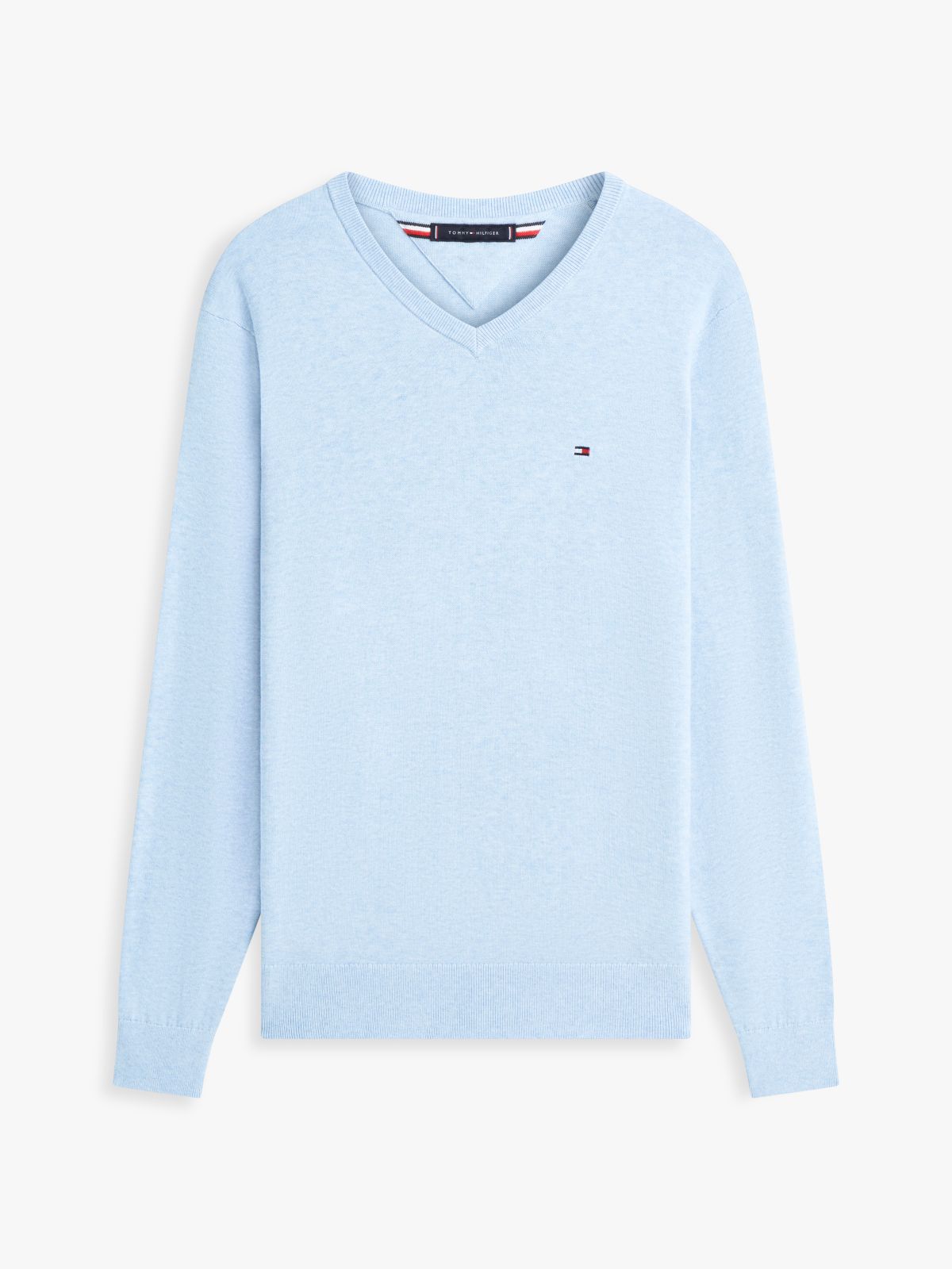 Flag Embroidery V-Neck Jumper — Blue