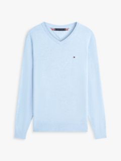 Flag Embroidery V-Neck Jumper — Blue 5