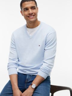 Flag Embroidery V-Neck Jumper — Blue 3