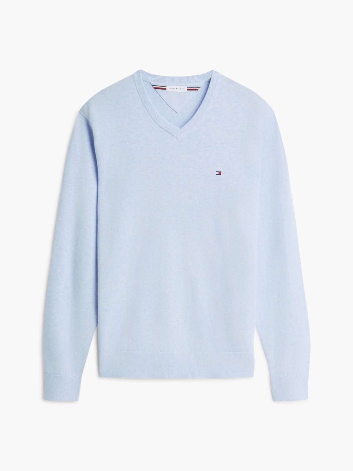 Flag Embroidery V-Neck Jumper — Blue