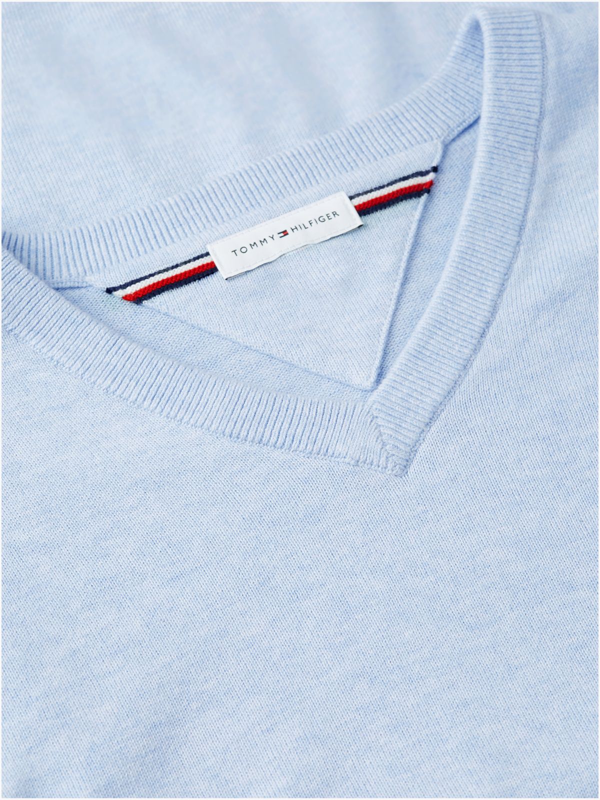 Flag Embroidery V-Neck Jumper — Blue