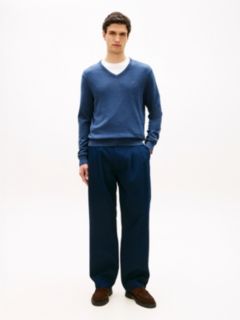 Flag Embroidery V-Neck Jumper — Blue 3