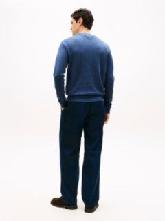 Flag Embroidery V-Neck Jumper — Blue 4