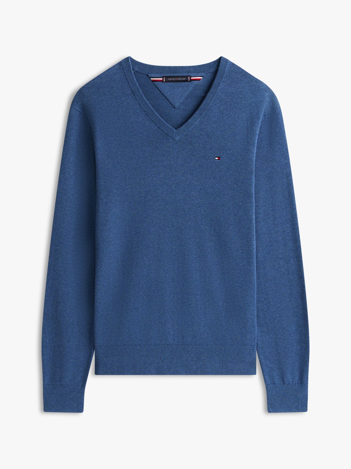Flag Embroidery V-Neck Jumper — Blue