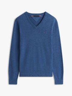 Flag Embroidery V-Neck Jumper — Blue 5