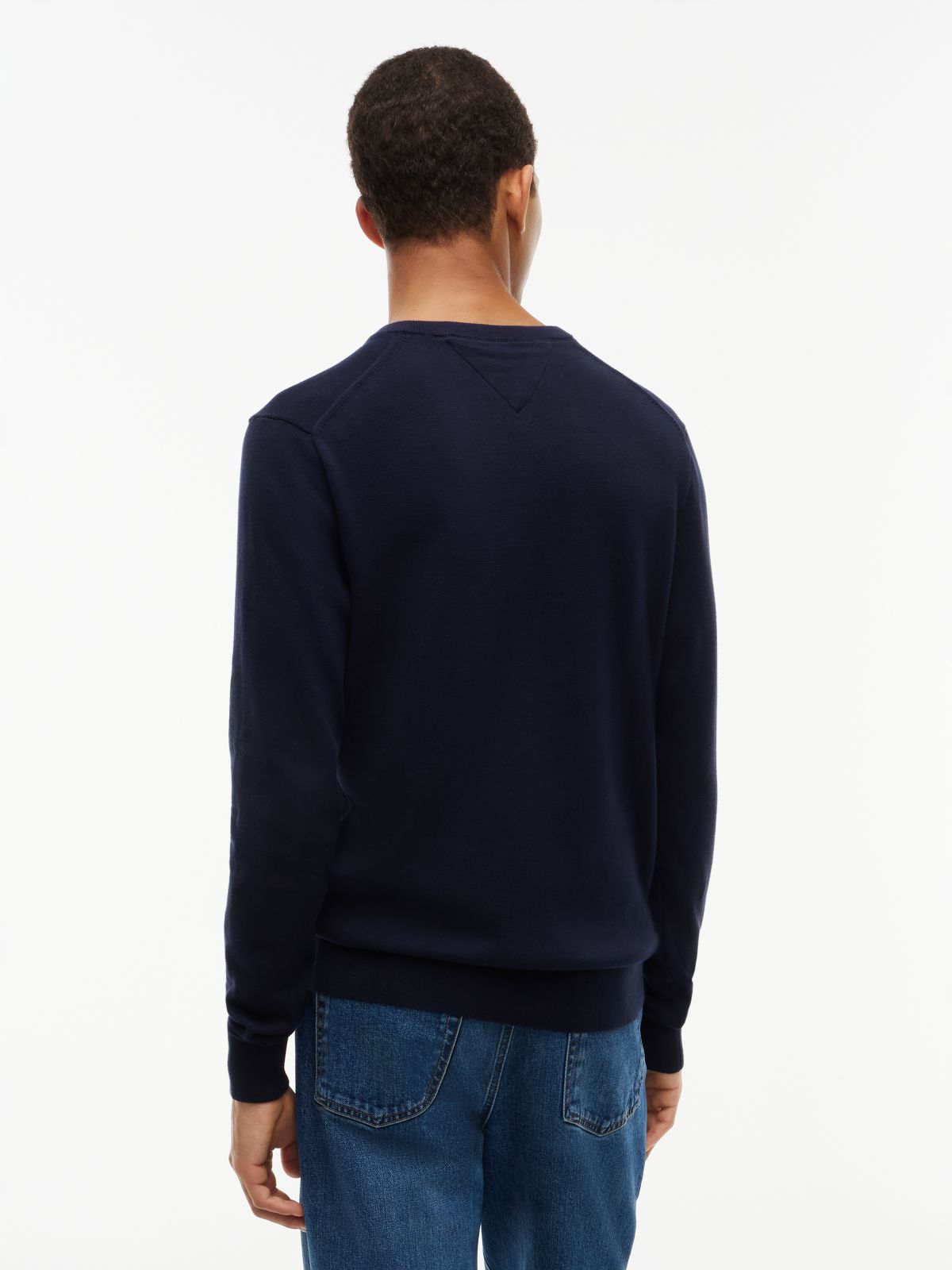 Flag Embroidery V-Neck Jumper — Blue