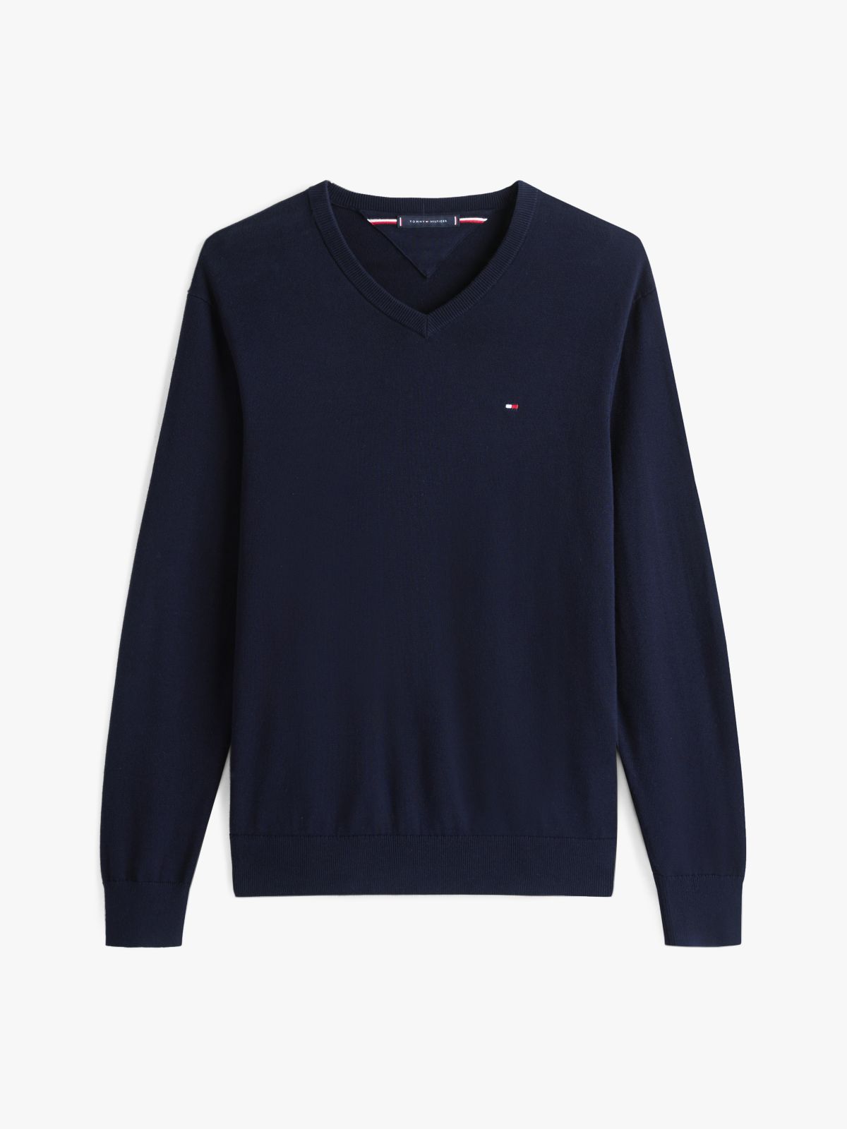 Flag Embroidery V-Neck Jumper — Blue