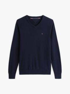 Flag Embroidery V-Neck Jumper — Blue 5