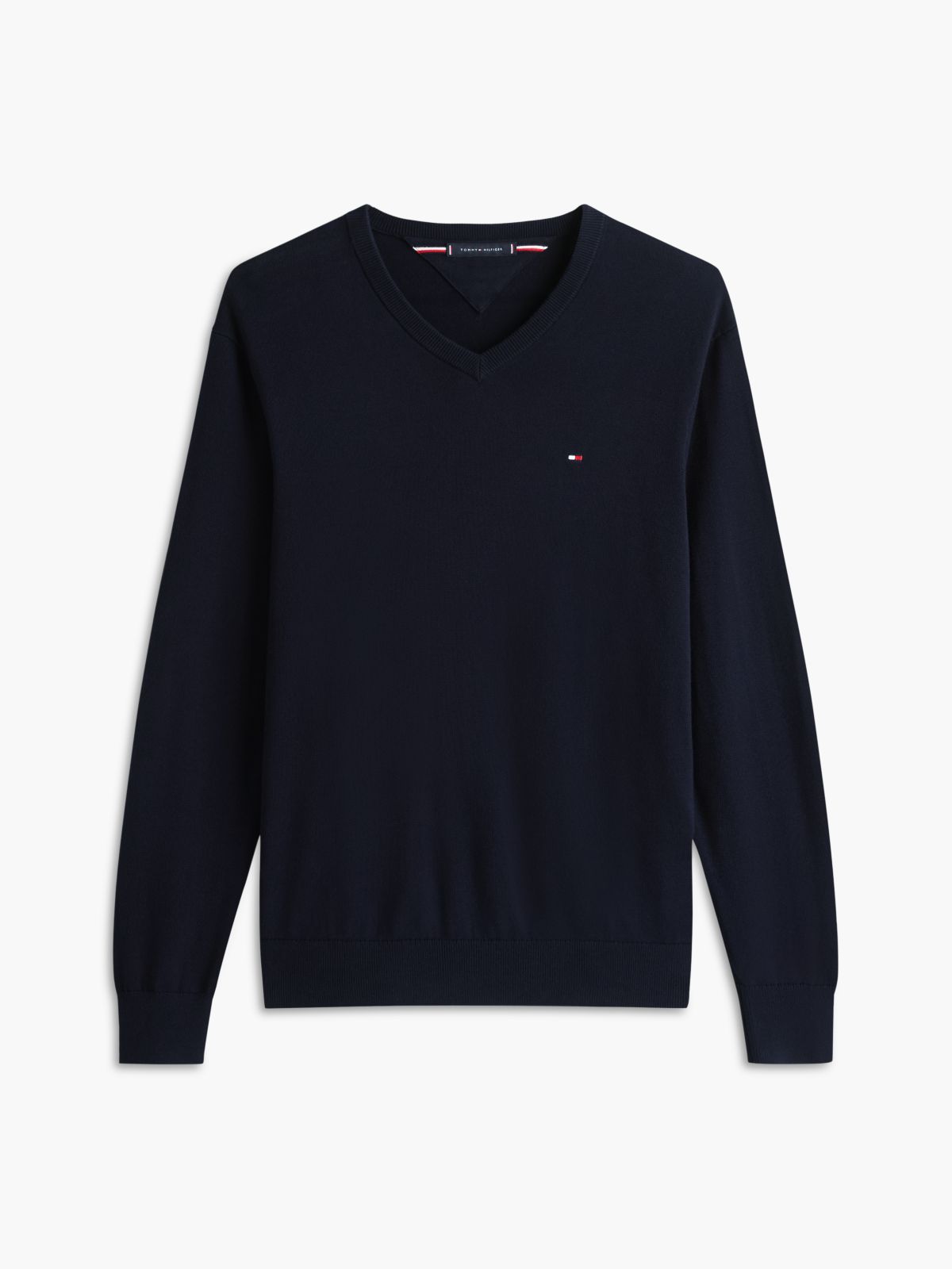 Flag Embroidery V-Neck Jumper — Blue