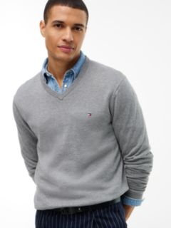 Flag Embroidery V-Neck Jumper — Grey 3