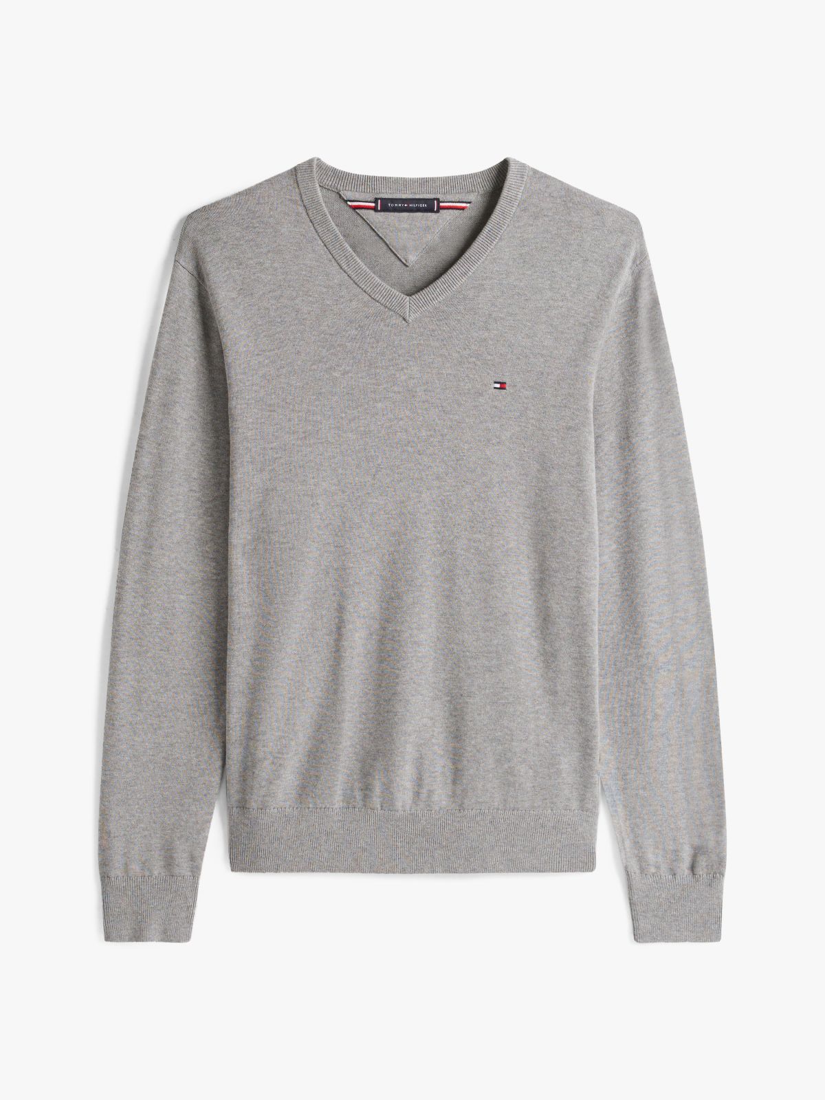 Flag Embroidery V-Neck Jumper — Grey