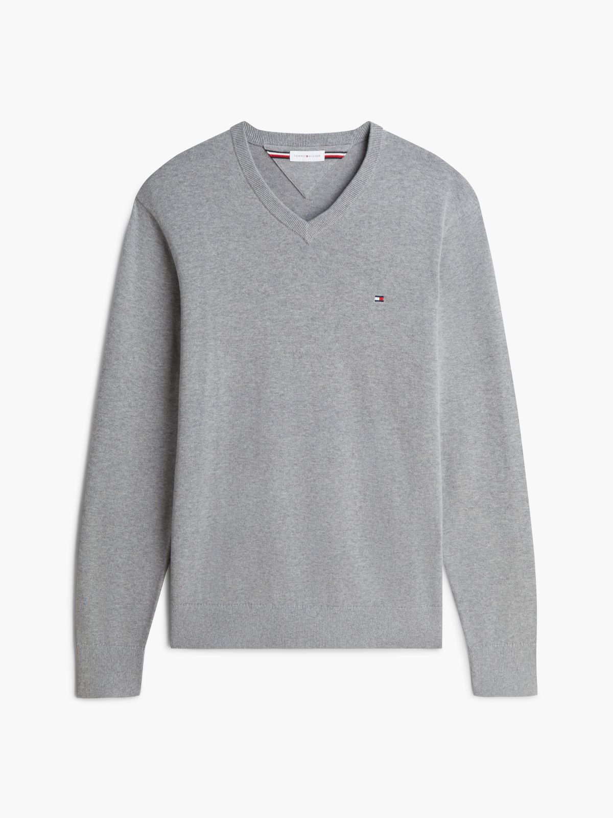 Flag Embroidery V-Neck Jumper — Grey