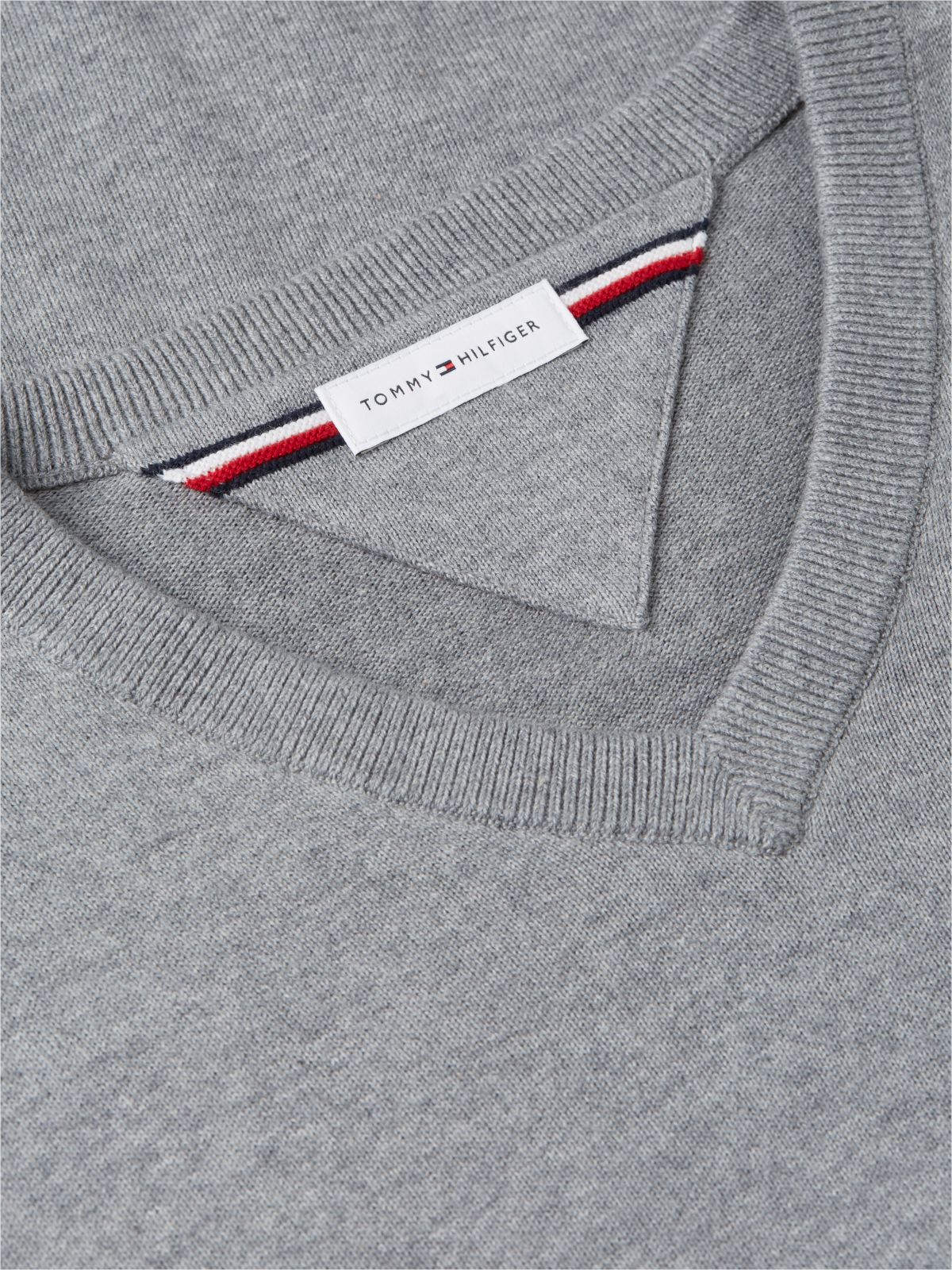 Flag Embroidery V-Neck Jumper — Grey