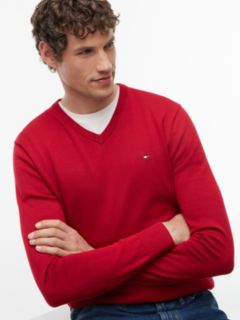 Flag Embroidery V-Neck Jumper — Red 3