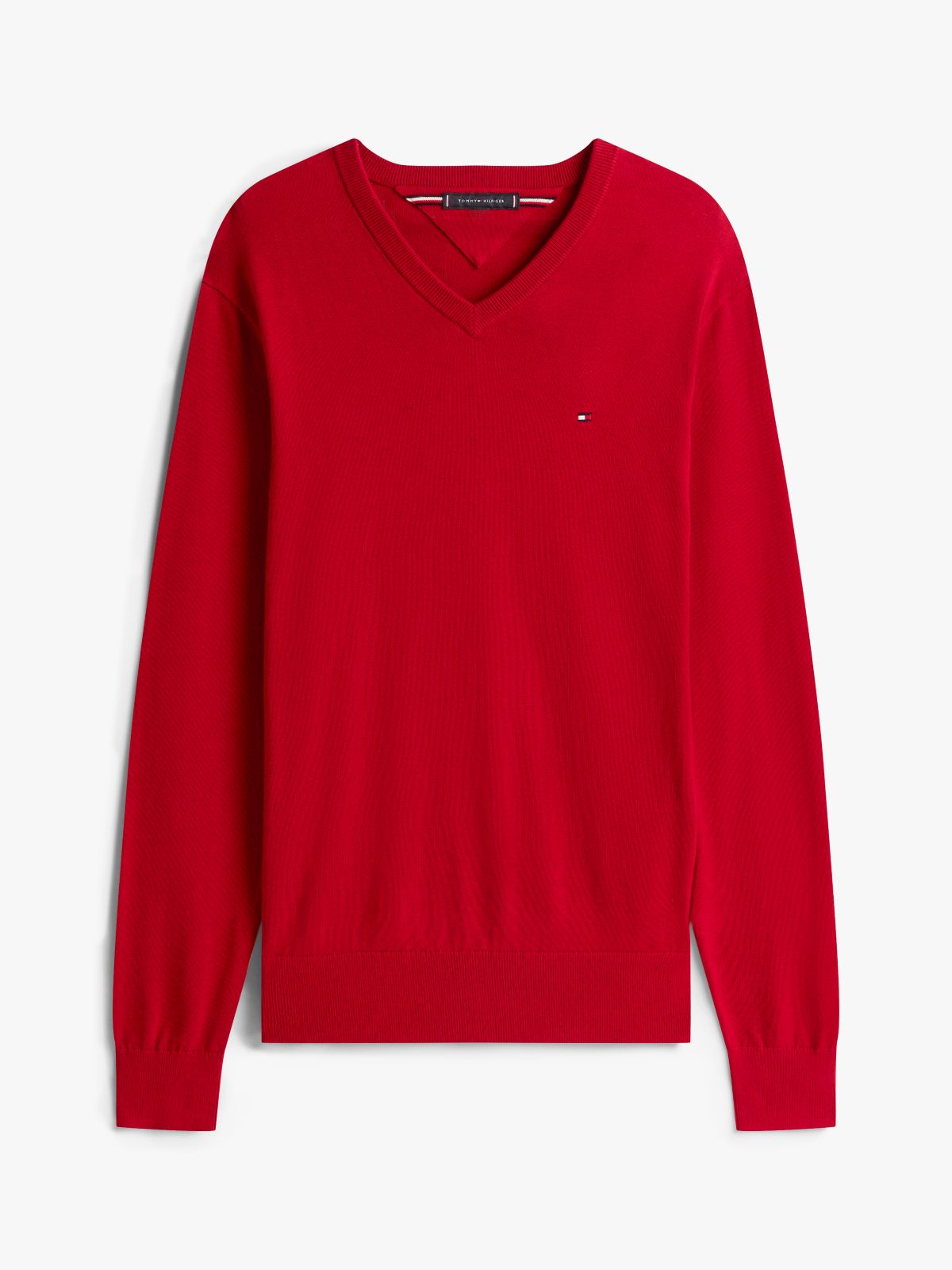 Flag Embroidery V-Neck Jumper — Red