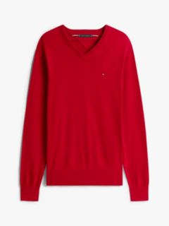 Flag Embroidery V-Neck Jumper — Red 5