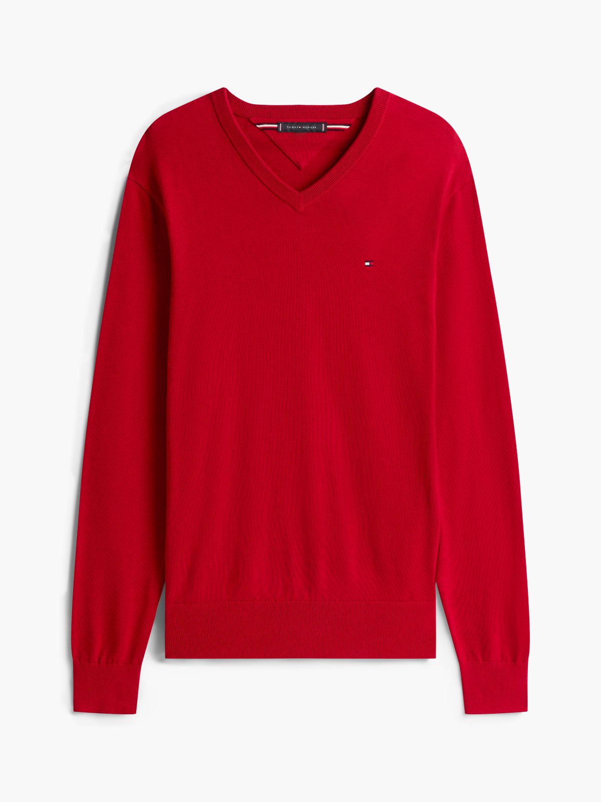 Flag Embroidery V-Neck Jumper — Red