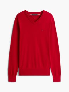 Flag Embroidery V-Neck Jumper — Red 6