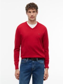 Flag Embroidery V-Neck Jumper — Red 1