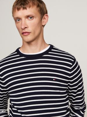 blue flag crew neck jumper for men tommy hilfiger