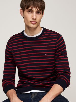 pullover con bandierina ricamata rosso da uomini tommy hilfiger