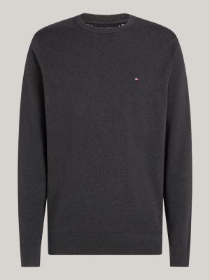 pullover con bandierina ricamata nero da uomini tommy hilfiger