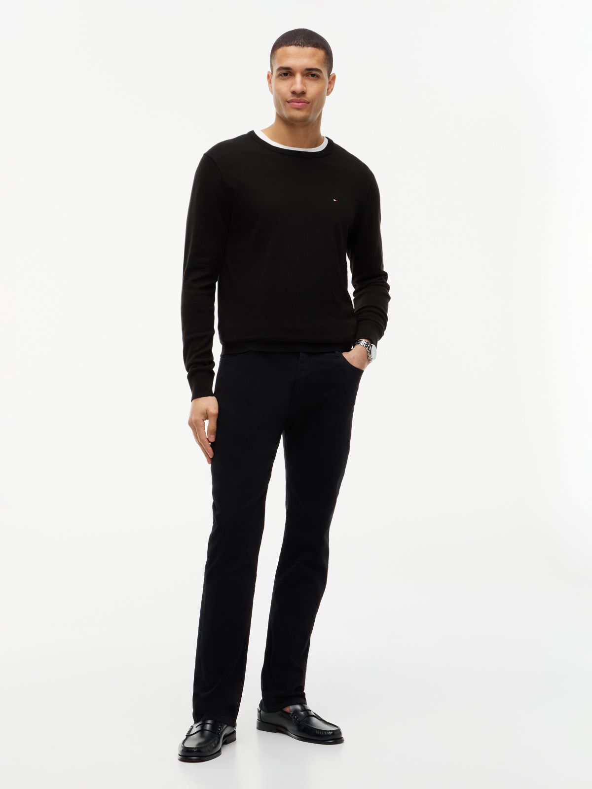 Flag Crew Neck Jumper — Black