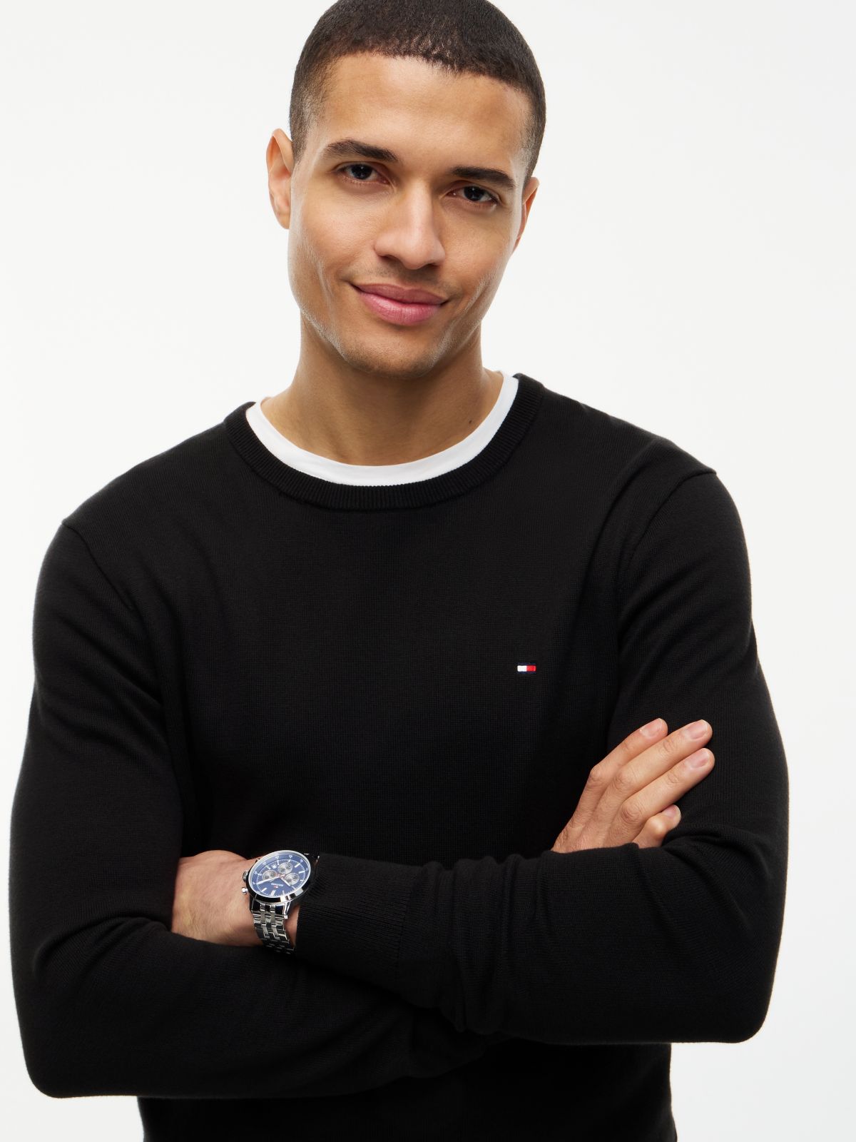 Flag Crew Neck Jumper — Black