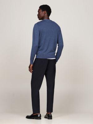 blue flag crew neck jumper for men tommy hilfiger