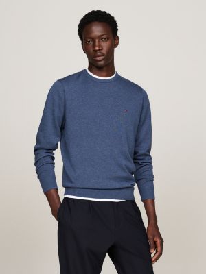 pullover con bandierina ricamata blue da uomini tommy hilfiger