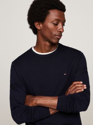 blue flag crew neck jumper for men tommy hilfiger