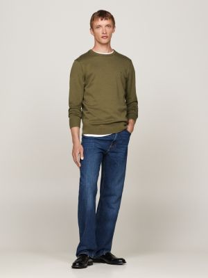 green flag crew neck jumper for men tommy hilfiger