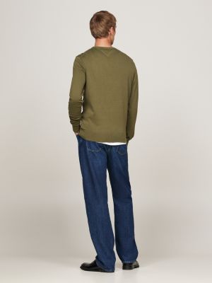 green flag crew neck jumper for men tommy hilfiger