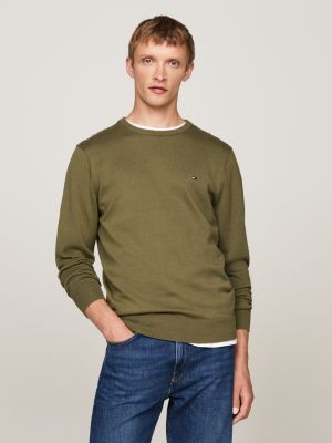 green flag crew neck jumper for men tommy hilfiger