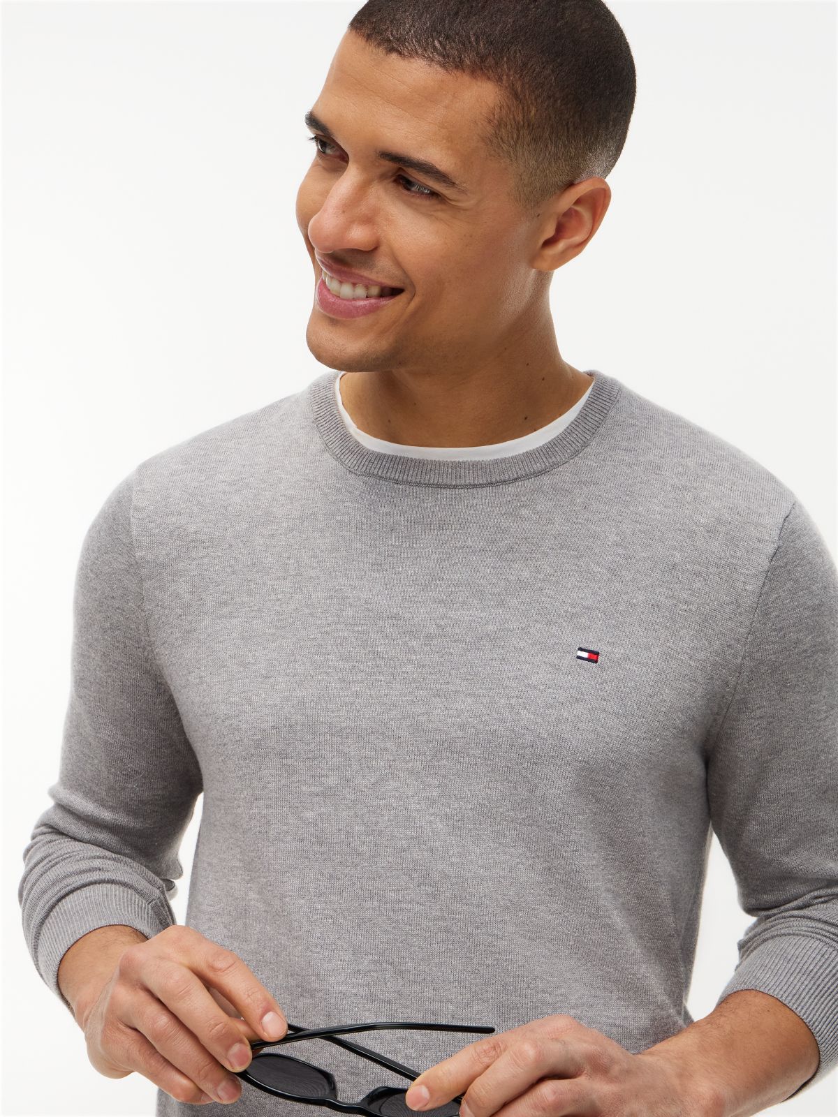 Flag Crew Neck Jumper — Grey