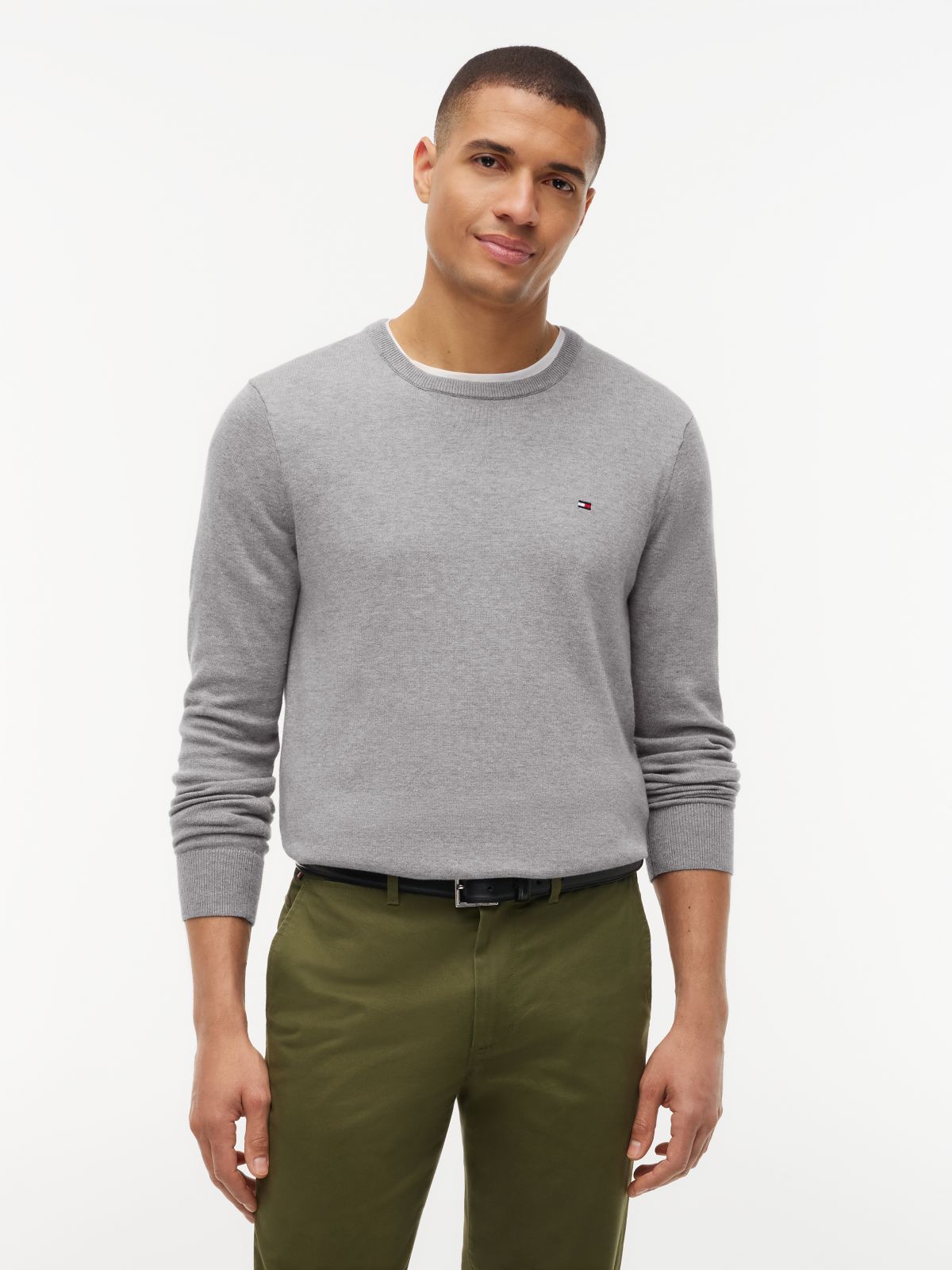 Flag Crew Neck Jumper — Grey