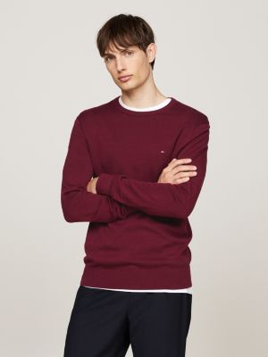 red flag crew neck jumper for men tommy hilfiger