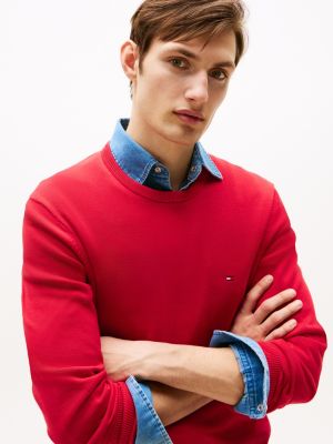 red flag crew neck jumper for men tommy hilfiger