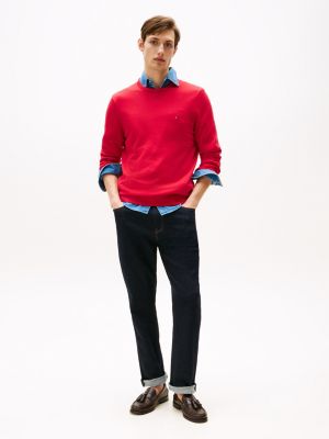 red flag crew neck jumper for men tommy hilfiger